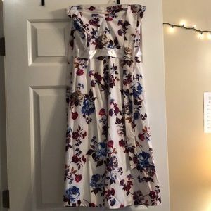 Floral white halter top dress